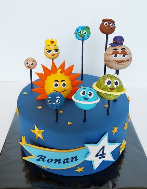 Birthday Cake Planets Solar System, Planet Theme Cake, Planets Cake Birthday, Planet Cakes Solar System, Solar System Cakes For Kids, Solar System Birthday Cake, Planet Birthday Cake, Saturn Cake, Planet Cake Pops