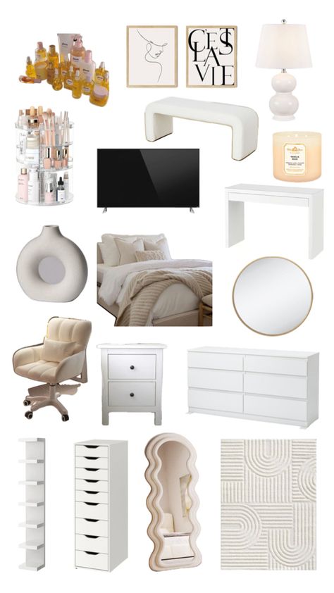 #aesthetic #bedroom #minimalist #vanilla #girl #trendy Teen Girl Bedroom Ideas Aesthetic Modern, Bedroom Clean Girl Aesthetic, Vanilla Girl Decor, Vanilla Themed Room, Clean Girl Aesthetic Bedroom Ideas, Vanilla Aesthetic Bedroom, Vanilla Bedroom Aesthetic, Vanila Gril Room, Vanilla Bedroom Ideas