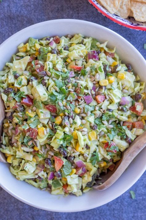 Creamy Chopped Salad, Cabbage Roll Chopped Salad, Salads With Cabbage Healthy Recipes, She Likes Food, Salads Made With Cabbage, Salad With Cabbage And Lettuce, Creamy Cabbage Salad, Mexican Chopped Salad Recipes, Salad With Pork Chops