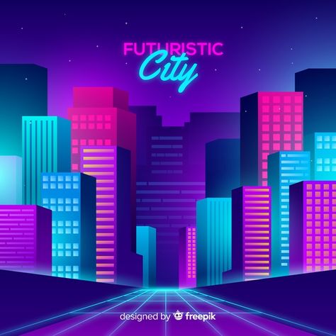 Futuristic City Background, Technology City, Neon City, Christmas Campaign, City Vector, City Background, Vector Free Download, Futuristic City, Future City