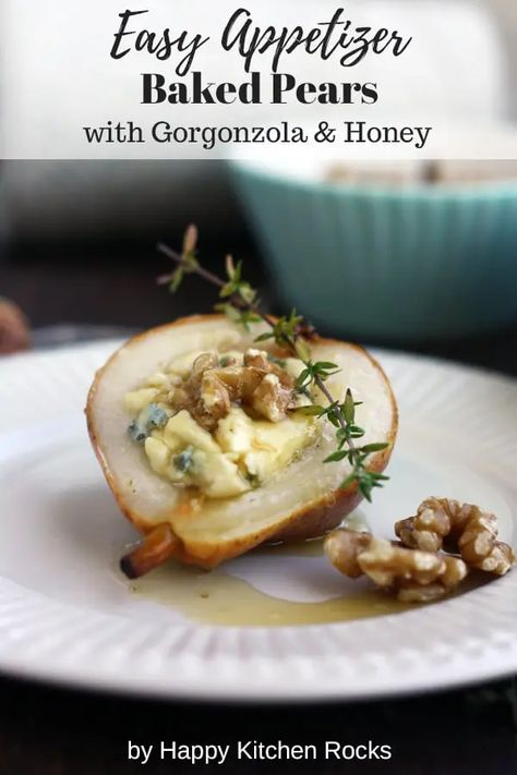 Baked Pear, Tasty Sweets, Sweet Appetizer, Potluck Ideas, Baked Pears, Roasted Pear, Fall Appetizers, Elegant Appetizers, Pear Recipes