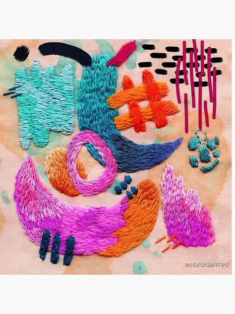 "abstract embroidery" Throw Pillow by embroiderrred | Redbubble Abstract Embroidery Patterns, Abstract Crochet, Abstract Embroidery, Contemporary Embroidery, Embroidered Art, Textile Fiber Art, Creative Embroidery, Hand Embroidery Stitches, Modern Embroidery