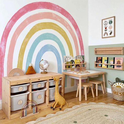 This Extra sizeable Multicolored Rainbow seems hand-painted on the wall. Unlike traditional PVC murals, the fabric ones are tear-free, waterproof, and easy to handle and clean. They are designed in a premium and straightforward style, with a low saturated colour palette, creating a calm and soothing atmosphere. These wall stickers are DIY products that can be pasted randomly to display your infinite imagination. These Wall Stickers come with a self-adhesive fabric sheet. Peel it and stick it onto the clean wall. Premium quality Wall Stickers coated with water & moisture-proof technology. These wall stickers display excellent craftsmanship and high-quality fabric. Ideal for Kid's bedroom decoration, Nursery Decor, Home Decor, and Living room, and perfect for a gift. SPECIFICATION: Feature(s Removable Wall Decals Nursery, Watercolor Rainbow Wall, Rainbow Wall Mural, Rainbow Mural, Living Room Playroom, Heart Wall Decal, Wall Mural Decals, Rainbow Wall Decal, Headboard Decor