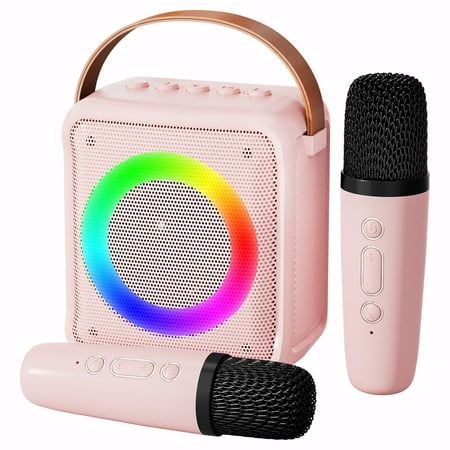 This karaoke machine for kids & adults has powerful functions. Karaoke machine, portable speaker, music player and party lights all in one! You can also easily connect other devices via Bluetooth, TF, USB drive, AUX. The kids karaoke machine with 2 rechargeable microphones, will last 5-6h after fully charged. Easier operation and light weight are suitable for kids. After turning on mics and speaker, they will automatically connect. The karaoke speaker has mini size, but delivers surprising volume loud enough for home outdoor activities. With advanced audio driver and digital signal processor, it make the sound quality clearer, more stereo and balanced. Leather wristband for freely taking anywhere, very portable and compact. Perfect for family kids karaoke parties, outing, fitness, meeting, Kids Karaoke Machine, Led Disco Lights, Kids Microphone, Karaoke Microphone, Karaoke Machine, Top 10 Christmas Gifts, Lights For Home, Kids Electronics, Ideal Toys