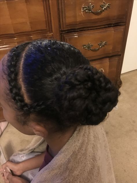 Side Bun Natural Hair, Two Braids In A Bun, Braid Aesthetic, Accent Braids, Side Bun, Protective Hairstyles For Natural Hair, Quick Natural Hair Styles, Black Ponytail Hairstyles, Cute Curly Hairstyles