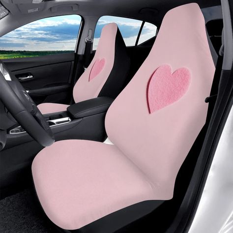 Pink Love Heart Car Seat Covers Pink Vehicle Seat Covers for - Etsy Pink Leather Seat Covers, Pink Back Seat Covers, Kawaii Car Seat Covers, Pink Seat Covers For The Car, Hot Pink Car Decor, Cute Pink Car Decor, Heart Car Decor, Pink Car Decals, Pink Car Ideas