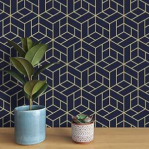 VaryPaper 17.7"x78.7" Navy Blue Hexagon Geometric Wallpaper Stick and Peel Decorative Geometric Contact Paper for Walls Removable Waterproof Modern Wallpaper for Bathroom Kitchen Bedroom Wallpaper Stick And Peel, Wallpaper For Bathroom, Bathroom Wallpaper, Contact Paper, Modern Wallpaper, Geometric Wallpaper, Kitchen Bedroom, Navy Blue, Navy