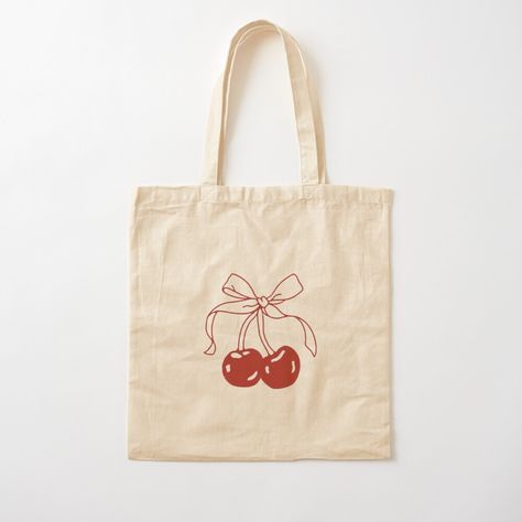 Get my art printed on awesome products. Support me at Redbubble #RBandME: https://www.redbubble.com/i/tote-bag/Cherrys-by-Elaclothes/155932513.P1QBH?asc=u Diy Carry Bag, Cute Bag Painting Ideas, Tote Bag Painting Ideas Coquette, Gift Bag Drawing Ideas, Painting Bags Aesthetic, Tot Bag Design Ideas, Bag Drawing Design, Tote Bag Inspo Painting, Cute Painted Tote Bags