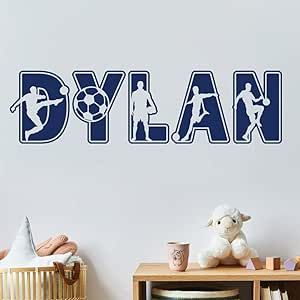 Soccer Custom Name Vinyl Wall Decal Sticker Art for Boys, Bedroom and Ball Player Theme Room Decor for Kids Kids Bedroom Boys Toddler, Soccer Kids Room, Soccer Themed Room, Bedroom Decor For Kids, Soccer Themed Bedroom, Soccer Bedroom, Offroad Motorcycle, Sports Room Boys, Soccer Room