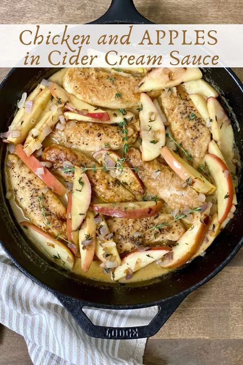 Chicken And Apples, Apple Cider Vinegar Chicken, New Chicken Recipes, Chicken Fricassee, Cheese Mashed Potatoes, Fall Meal, Side Dishes For Chicken, Cheesy Mashed Potatoes, Chicken And Biscuits