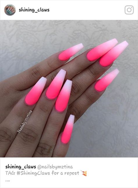 Unghie Sfumate, Yellow Nail Art, Pink Ombre Nails, Ombre Acrylic Nails, Cute Acrylic Nail Designs, Glow Nails, Ballerina Nails, Summer Acrylic Nails, Pink Acrylic Nails