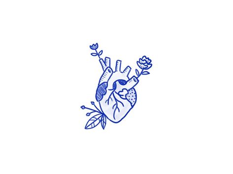 Heart Cute Illustration, Heart Drawing With Flowers, Heart Doodle Aesthetic, Heart With Flowers Drawing, Heart Flower Drawing, Heart And Flowers Tattoo, Heart Drawing Aesthetic, How To Draw Heart, Hearts Drawing