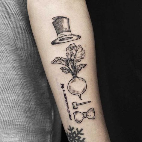 Turnip head tattoo on the forearm - Tattoogrid.net Turnip Head Tattoo, Turnip Head, State Tattoos, Castle Tattoo, Beginner Tattoos, Ghibli Tattoo, Related Tattoos, Mommy Tattoos, Head Tattoo