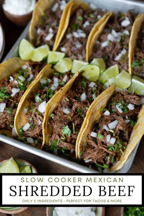 Smoked Pulled Beef, Pulled Beef Tacos, Roast Beef Tacos, Slow Cooker Mexican Shredded Beef, Shoulder Steak Recipes, Slow Cooker Beef Tacos, Chuck Roast Crock Pot Recipes, Crockpot Shredded Beef, Beef Shoulder Roast