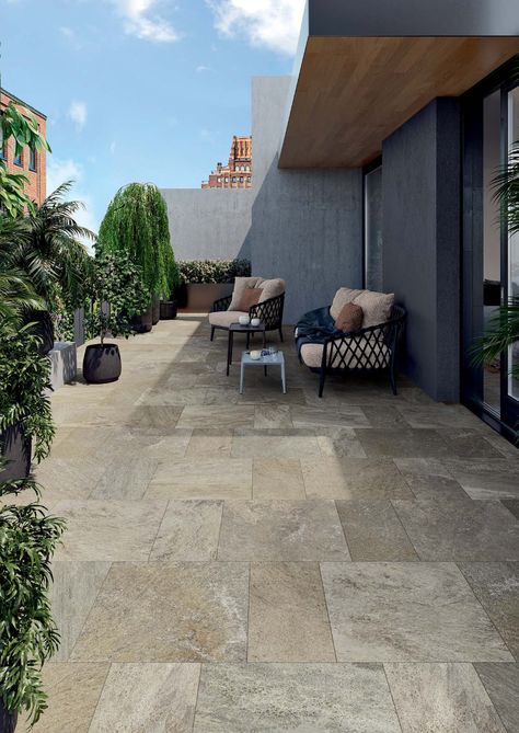 Blustyle Outdoor Walk Naturale 20mm | Cerriva Patio Exterior Ideas, Outdoor Tiles Floor, Outside Flooring, Terrace Tiles, Home Designs Exterior, Terrace Floor, Outdoor Paving, Exterior Tiles, Porch Tile