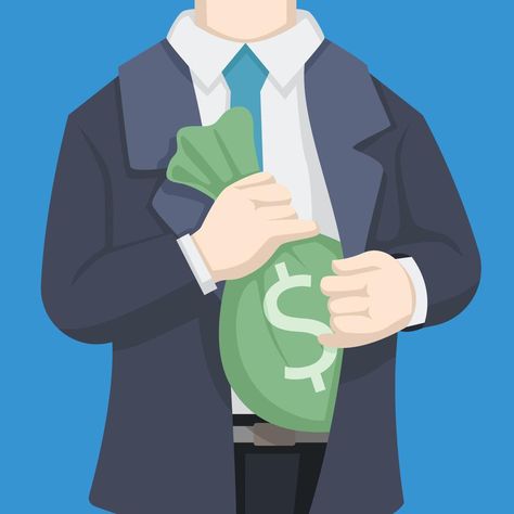 business man keeps a sack of money in his suit.anti corruption. flat vector illustration Corruption Free Poster, Corruption Cartoon, Corruption Design Art, Corruption Illustration, Corruption Design, Exercise Aesthetic Wallpaper, Anti Corruption Drawing Ideas, Corruption Drawing, Business Man Drawing