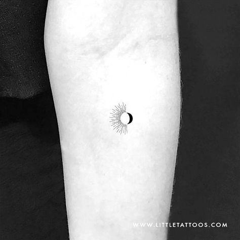 Half Moon Tattoo Cover Up, Half Moon Sun Tattoo, Half Sun Half Moon Tattoo, Half Sun Half Moon, Sister Tats, Eclipse Tattoo, Half Moon Tattoo, Astronomy Tattoo, Night Tattoo