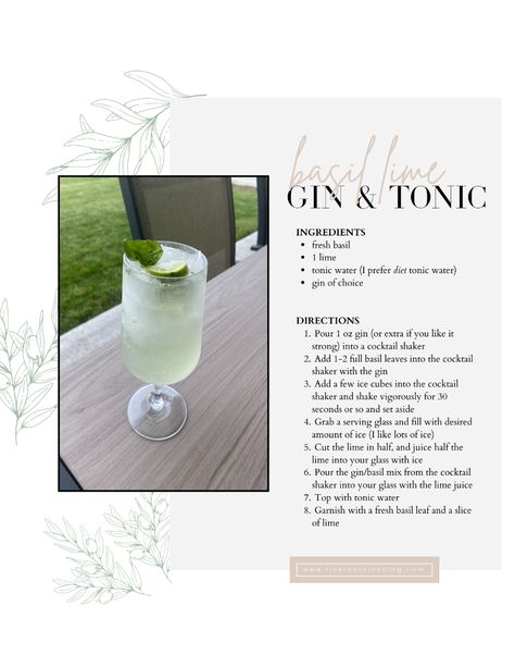 I made this refreshing twist on a classic gin & tonic last week and wanted to share the recipe here! Ever since we planted our own basil, I've been loving How To Make A Gin And Tonic, Best Gin And Tonic Recipe, Virgin Gin And Tonic, Gin And Tonic With Cucumber, Gin Ingredients, Classic Gin And Tonic, Infused Gin, Tonic Water, Basil Leaves