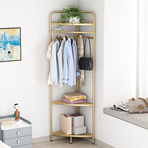 Amazon.com: DOORXIFO Corner Gold Metal Clothing Racks,Heavy Duty Freestanding Clothes Racks Coat Rack for Hallway Entryway,Design Unique Garment racks Display Racks for Hanging Clothes : Home & Kitchen Corner Clothing Rack, Gold Clothing Rack, Black Clothing Rack, Modern Clothing Rack, Industrial Clothing Rack, Gold Clothes, Cloth Rack, Corner Rack, Rococo Furniture