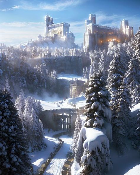 Snow Castle, Fantasy Village, Fantasy Town, Heroic Fantasy, Armadura Medieval, Castle Art, Fantasy Sci Fi, Fantasy Castle, Fantasy City