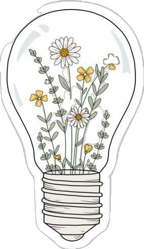 Light Bulb With Flowers, Light Bulb Sketch, Lightbulb Tattoo, Light Bulb Drawing, Mason Jar Stickers, Light Bulb Art, Painted Light Bulbs, Art Diary, Nature Drawing