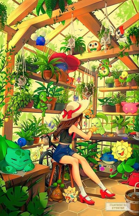 Artist is @syertse on Twitter Plant Pokemon, Green Pokemon, Pokemon Backgrounds, Cute Pokemon Pictures, Pokemon Wallpaper, Cute Pokemon Wallpaper, Pokémon Art, Pokemon Fan Art, Pokemon Stuff