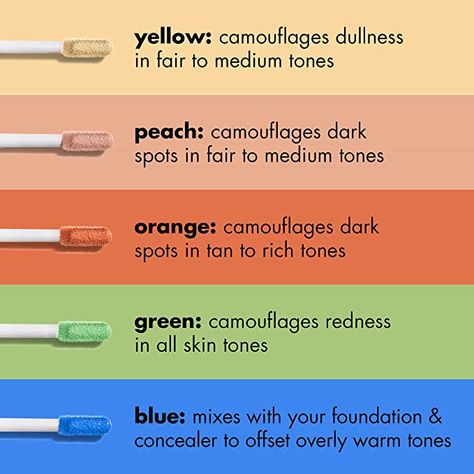 Color Corrector Guide, Orange Color Corrector, Best Color Corrector, Green Color Corrector, Elf Concealer, Color Correction Makeup, Corrective Makeup, Halo Glow, Under Eye Circles