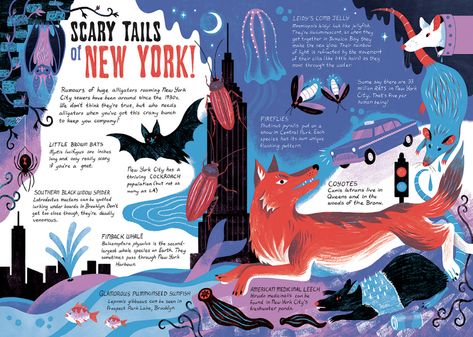 SCARY TAILS OF NEW YORK - Kaley McKean Illustration Kids' Book, Picture Book, Layout Design, York City, New York City, Pop Art, Comic Book Cover, New York, Google Search