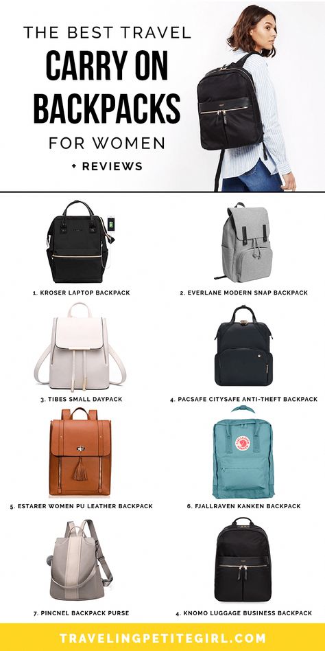 The Best Travel Carry On Backpacks for Women + Reviews #backpackingoutfits Best Backpack For Europe Travel, Backpacks For Travel Women, Traveling Backpack For Women, Europe Travel Backpack, Best Bags For Travel, Backpack Carry On, Traveling Bags For Women, Cute Travel Backpack, Best Carry On Bag For Women