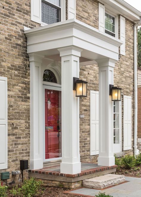 Wauwatosa Front Entry :: Hometalk Portico Entry, House Columns, Exterior Columns, Front Porch Columns, Portico Design, Best Front Doors, House Front Porch, Building A Porch, Porch Columns