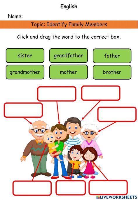 Esl Family Vocabulary Worksheets, Family Members In Spanish Worksheet, My Family Tree Worksheet, Family Tree Worksheet For Kids, Families Activities Preschool, My Family Worksheet For Grade 1, Family English Worksheet, Members Of The Family Worksheet For Kids, Family Activity Preschool