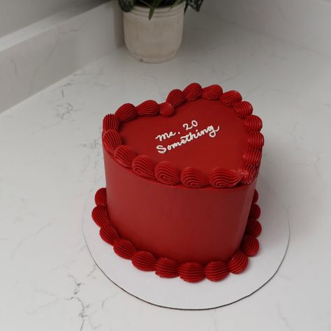 Ms. 20 Something 💋♥️ - Cake Details - Size: Standard 7” (two layers) #emmacakes #emmacakesseattle #seattle #cakes #seattlecakes #seattlebakery #seattlecustom #custom #heartcake #heart #red Heart Cake Happy Birthday, Ms 20 Something Cake, Red Cake Birthday, Red Wedding Cakes, Nyc Bday, Red Heart Cake, Red Birthday Cake, Birthday Cake Red, Birthday Cake For Boyfriend