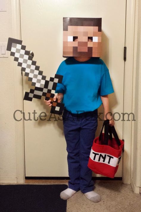 Minecraft Steve Costume, Minecraft Halloween Costume, Awesome Halloween Costumes, Fox Butterfly, Steve Costume, Minecraft Costumes, Sibling Costume, Minecraft Steve, Diy Halloween Costumes For Kids