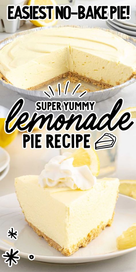 Essen, Lemonade Pie Recipe, Cream Cheese Lemonade Pie, Delicious Lemon Desserts, Lemonade Pie, Lemon Pie Recipe, Homemade Graham Cracker Crust, Icebox Pie, Cream Cheese Pie