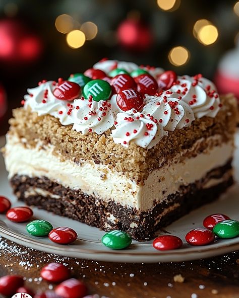 Christmas Cookie Lasagna Recipe | Easy No-Bake Holiday Dessert - My Home Made Recipe Lasagna Desserts No Bake, 4layer Delight Layered Desserts, Best Christmas Lasagna, Cookie Lasagna Desserts, 5 Layer Delight Dessert, Sugar Cookie Lasagna, Dessert With Lasagna Dinner, Christmas Desserts Easy No Bake, No Bake Christmas Lasagna