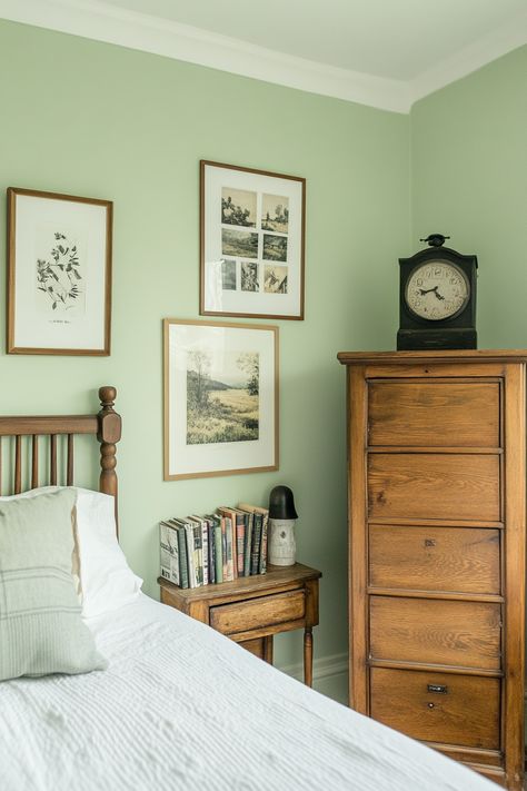 How to Design a Sage Green Farmhouse Bedroom – Everyday Inspo Sage Green Farmhouse Bedroom, Green Farmhouse Bedroom, Sage Green Farmhouse, Green Farmhouse, Persian Decor, Sage Green Bedroom, Sage Green Walls, Practical Lighting, Rustic Storage