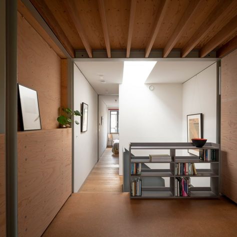 Cork Floor, Riverside House, Glazed Brick, Plywood Walls, Weathering Steel, Two Storey House, Narrow House, Cork Flooring, Laminated Glass