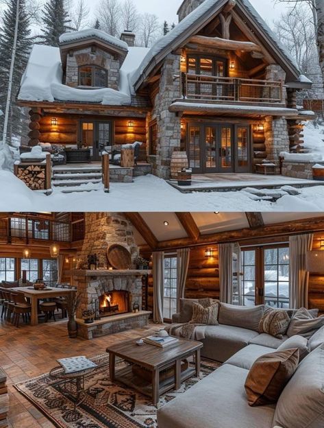 Mountain Cabins, Cozy Homes, Dream Life House, Magical Life, Rustic Home Design, Barn Homes, Timber Frame Homes, Log Cabin Homes, Fantasy House