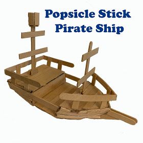 Popsicle Stick Pirate Ship Popsicle Stick Pirate Ship, Pirate Ship Popsicle Sticks, Boat Popsicle Sticks, Popsicle Boat Craft, How To Make A Pirate Ship, Popcycle Sticks Projects, Pirate Ships Diy, Popsicle Stick Boat, Pirate Ship Craft