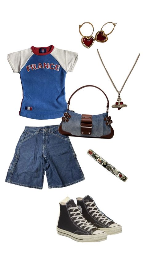 outfit inspo #outfitinspo #outfit #downtowngirl #downtowngirloutfit #aesthetic #aestheticoutfit #y2k #y2koutfit Y2k Lookbook Outfits, Girly Thrifted Outfits, Harakuju Outfit, Booby Outfits, Summer Y2k Outfits, 2000s Outfit, 2000s Outfits, Outfit Inspo Summer, Thrifted Outfits