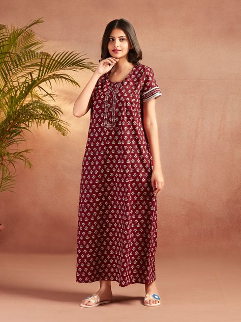 Maroon Essential Button-Up Nighty Nighty Cotton, Cotton Nighty For Women, Women Nighty, Cotton Nighties, Cotton Nightgown, Night Suit, Sleep Well, Bedtime Routine, Co Ords