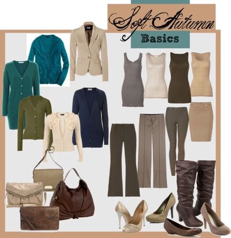 Soft Autumn Athleisure, Soft Autumn Business Casual, Soft Autumn Outfit Ideas, Soft Autumn Outfits Capsule Wardrobe, Autumn Basics, French Wardrobe Basics, Soft Autumn Deep, Autumn Color Palette Fashion, Soft Autumn Palette