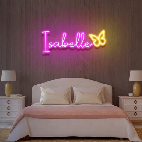 Neon Name Sign, Custom Wall Decor, Neon Sign Bedroom, Above Bed, Baby Name Signs, Room Decorating, Nursery Signs