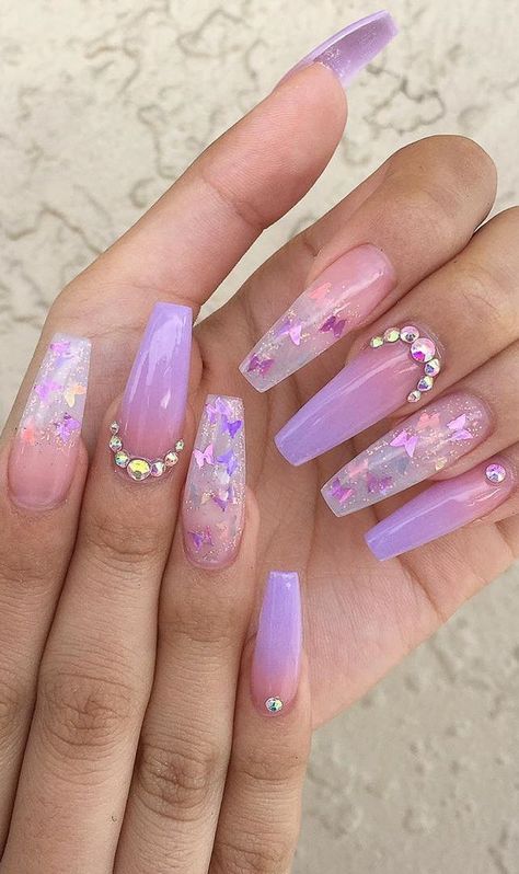 (paid link) Details can be found by clicking on the image. Paznokcie Hello Kitty, Coffin Nails Ombre, Purple Ombre Nails, Ombre Nail Art Designs, Purple Acrylic Nails, Nails Matte, Pink Ombre Nails, Ombre Nail, Ombre Acrylic Nails