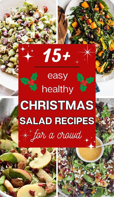 15 Easy Christmas Salad Recipes Christmas Salad Ideas, Healthy Christmas Dinner, Salad Recipes Holidays, Christmas Fruit Salad, Cold Side Dishes, Christmas Potluck, Potluck Salad, Christmas Salad Recipes, Christmas Salad