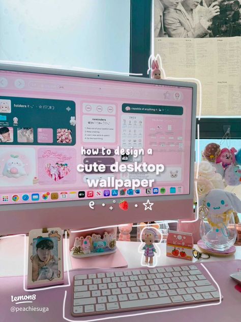 Lemon8 · 🌸 cute desktop wallpaper tutorial · @peachiesuga ♡ 🍵 Cute Kawaii Desktop Wallpaper, Pc Homescreen Aesthetic, Laptop Ideas Desktop, Cute Wallpapers For Computer Laptops, Desktop Wallpaper For Laptop, Desktop Wallpapers Cute Computer Wallpaper, Retro Wallpaper Desktop, Apple Desktop Wallpaper, Cute Desktop Wallpaper Aesthetic Laptop