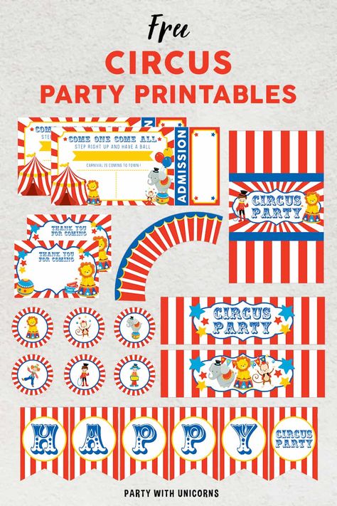 Circus Party Favors, Circus Party Invitations, Circus Cupcakes, Circus Party Decorations, Circus Carnival Party, Circus Theme Party, Carnival Themed Party, Circus Birthday Party, Carnival Birthday Parties