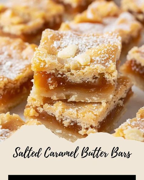 Made by Judia Easy Shareable Desserts, Salted Caramel Butter Bars, Caramel Butter Bars, Soft Caramels Recipe, Shareable Desserts, Caramel Butter, Caramel Dessert Recipes, Salted Caramel Apple Pie, Sugar Dough