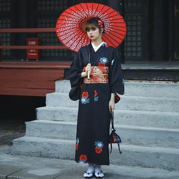 Kimonos – IDREAMMART Girls Formal Wear, Black Floral Kimono, Japanese Yukata, Kimono Floral, Yukata Kimono, Japan Outfit, Kimono Yukata, Traditional Kimono, Black Kimono