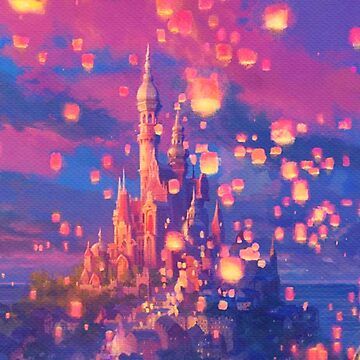 Tangled Castle, Lanterns Floating, Rapunzel Castle, Tangled Tower, Kinkade Disney, Thomas Kinkade Disney, Mother Gothel, Disney Frames, Castle Painting